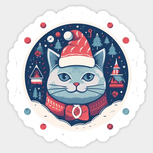 Russian Blue Cat Xmas, Love Cats Sticker by logiamerch